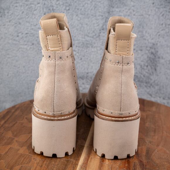 DOLCE VITA Women Huey Ivory Suede Studded Chelsea Ankle Boots 8 M - Picture 4 of 7